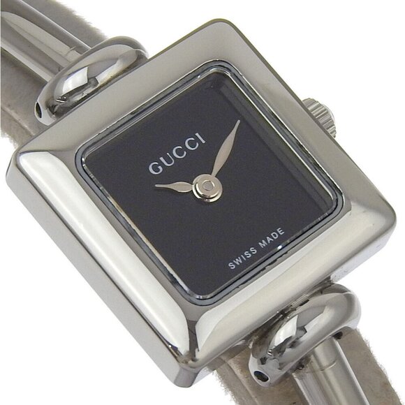 GUCCI Bangle watch Watches 1900L blackDial Stainless Steel Quartz Analog d... - Picture 8 of 13